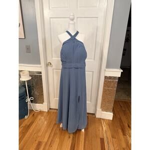 Mori Lee Bridesmaid dress Elegant Slate Blue Maxi Dress Size Large